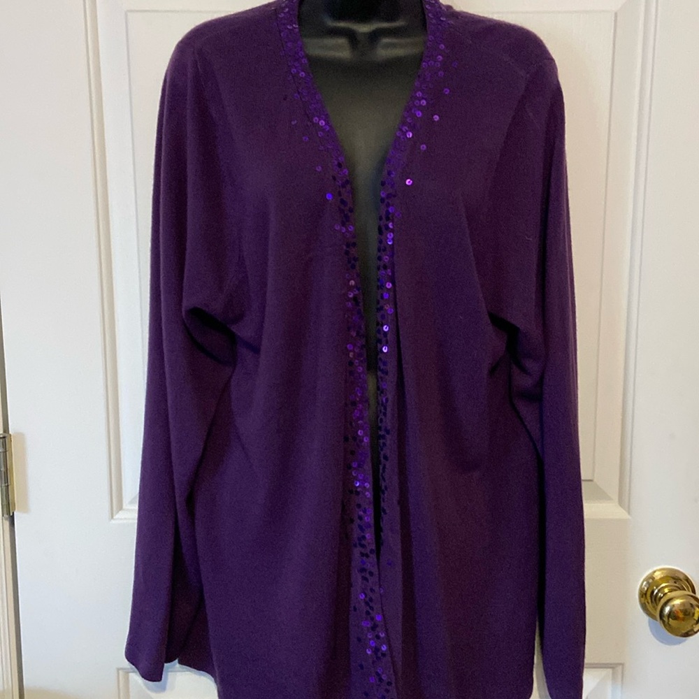 Croft & Barrow dark purple cardigan w/sequins new size 2X